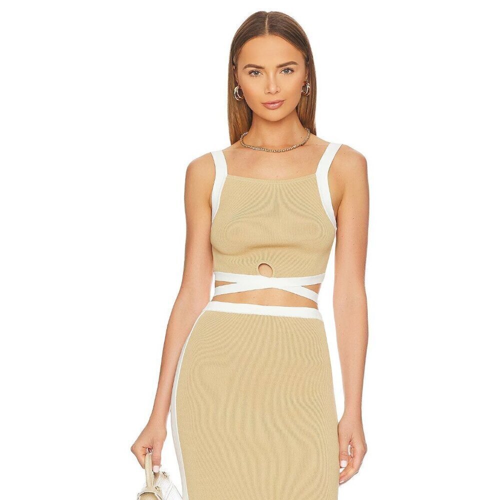 SIGNIFICANT OTHER Taylor Strappy Cutout Crop Top Fawn Womens Size 6